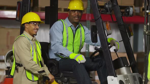 Portrait of industry workers in shipping warehouse