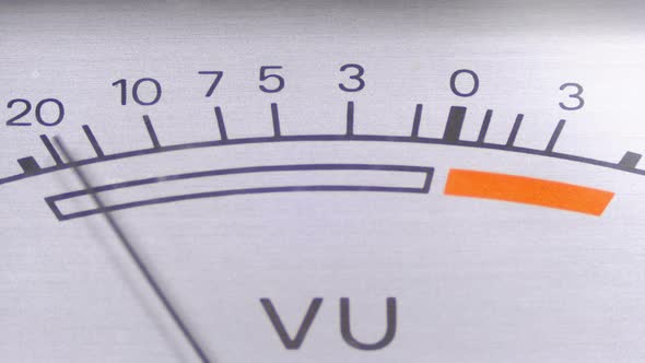 Analog Signal Indicator with Arrow. Meter of the Audio Signal in Decibels.