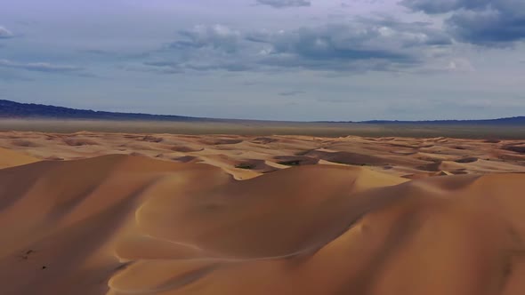 Aerial Panorama View of Sand Dunes in Gobi Desert