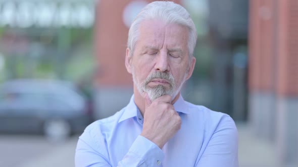 Outdoor Old Man Thinking New Creative Idea