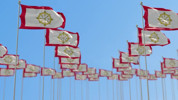 Sikkim Row Of National flags Walk Throw Animation