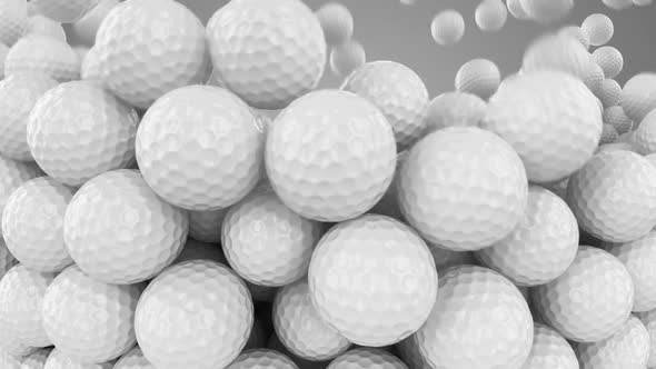 Animation of falling white golf balls. Including alpha mask to compositing. HD