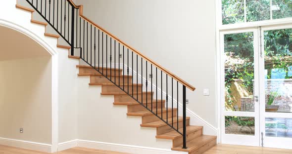 Interior of home with wooden floor and staircase