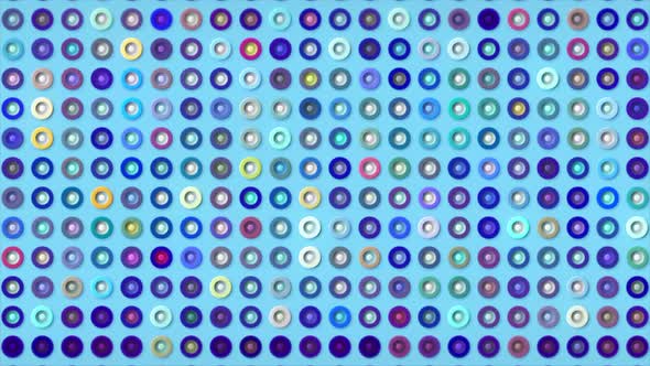 Multicolored dots with changing colors of rings