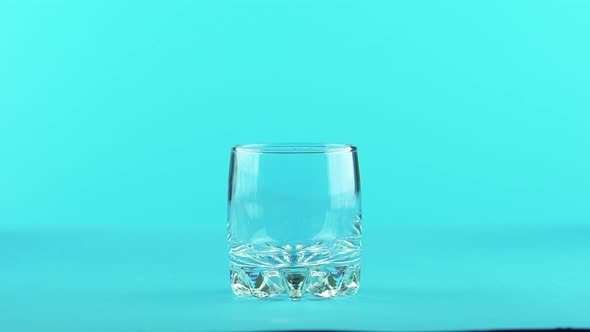 Fizzy Cola Soda Cold Beverage Drink Pooring Into Small Beautiful Glass Blue 