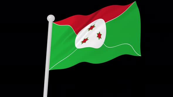 Burundi Flag Flying Wavy Animated Black Background