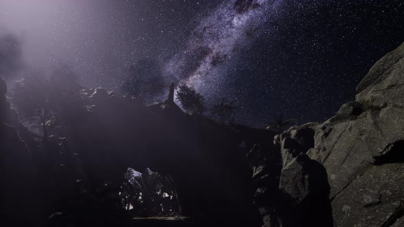 Milky Way Galaxy Over Sandstone Canyon Walls alt