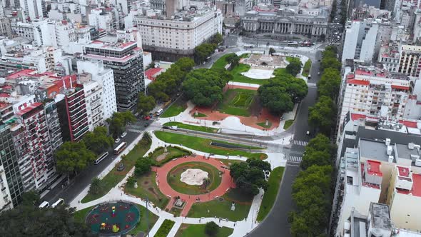 Square Nation Congress Argentina Plaza, Architecture (Buenos Aires) aerial view