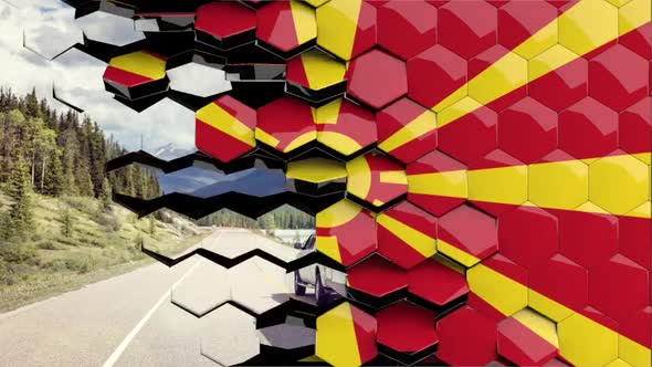 Macedonia Flag Hexagon Transition - 4K Resolution