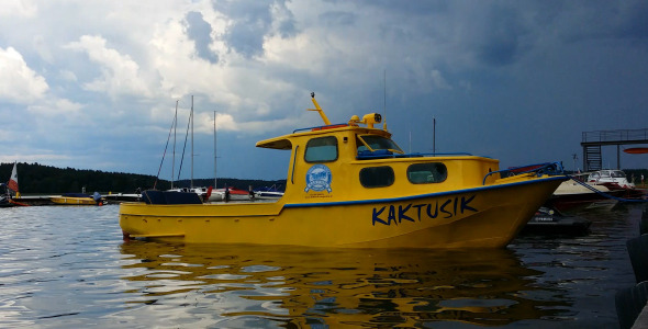 Yellow Boat in Harbor