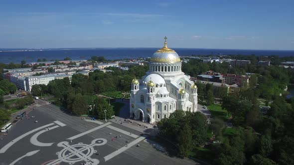 Aerial View Of The St. Nicholas Naval Cathedral In Kronstadt 1