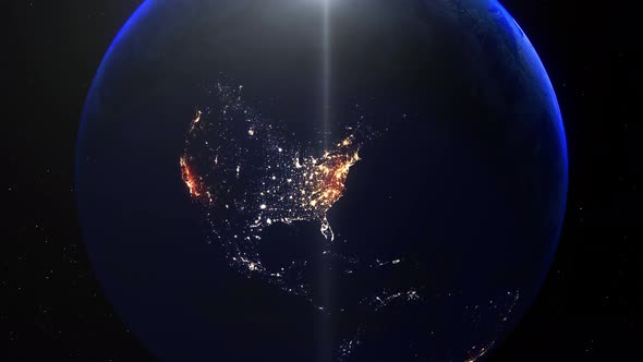 Realistic Earth Night Zoom Out Clouds Eastern United States Of America alt