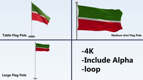 Tatarstan Flag Pole Pack 4k-Loop