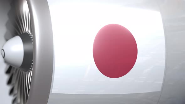 Airplane Engine with Flag of Japan