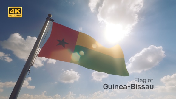 Guinea-Bissau Flag on a Flagpole V2 - 4K