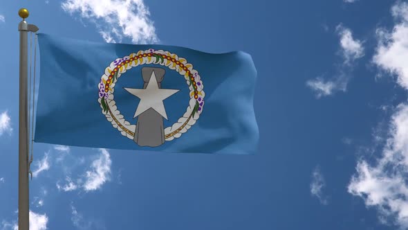 Northern Mariana Islands Flag (Usa) On Flagpole