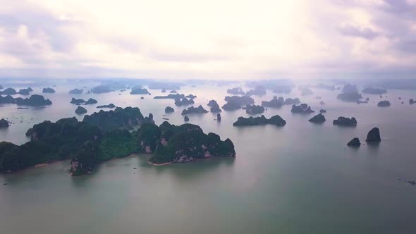 Aerial Footage of Mystical Ha Long Bay in Vietnam