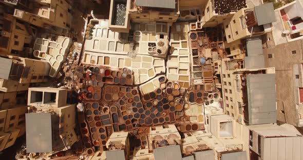 AERIAL: leather tannery in Fez