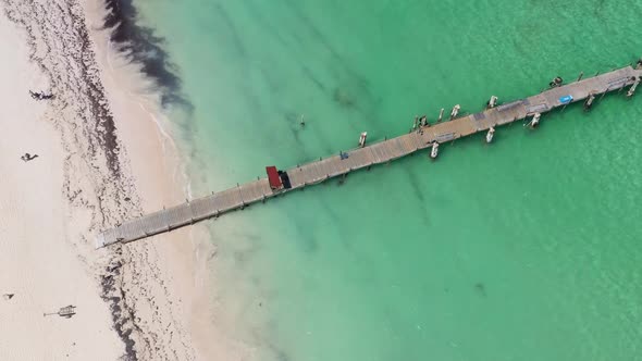 Aerial View on Tropical Beach of Caribbean Sea with Speedboats