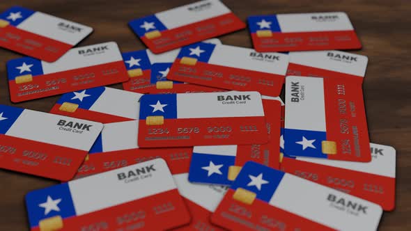 credit cards background with Chile flag