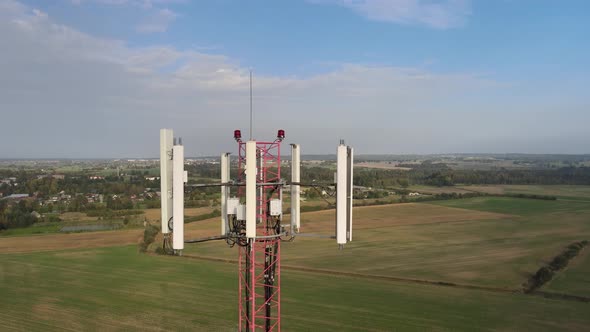 Aerial View To Mobile Telecommunication Tower