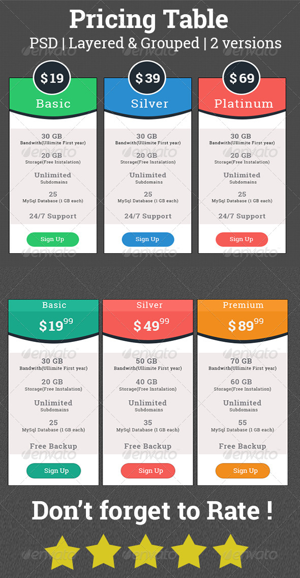 Pricing Table | Flat Pricing Table