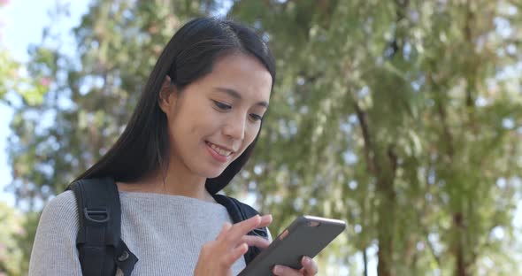 Woman use of smart phone at outdoor