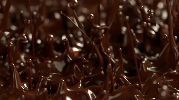 Super Slow Motion Shot of Splashing Melted Chocolate at 1000 Fps