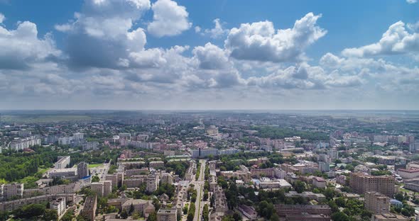 Aerial Timelapse Over City Rivne, Ukraine