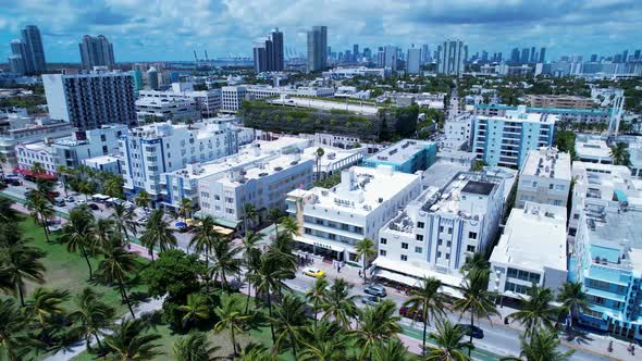 Coast city of Miami Beach Florida United States. Tropical scenery.