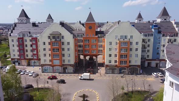 Krasnodar. German village. Russia. Beautiful modern city. Roofs of European houses.