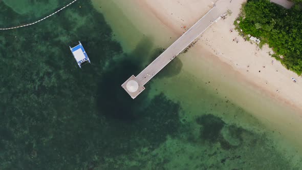 Top view of the sand beach in ishigaki