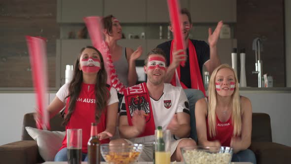 Very Happy Cheering Austrian soccer Fans