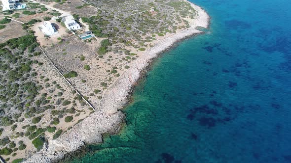 Village of Aliki on the island of Naxos in the Cyclades in Greece from the sky