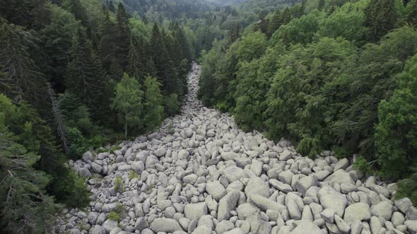 Aerial View of Stone River Golden Bridges Vitosha Mountain