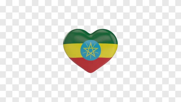 Ethiopia Flag on a Rotating 3D Heart