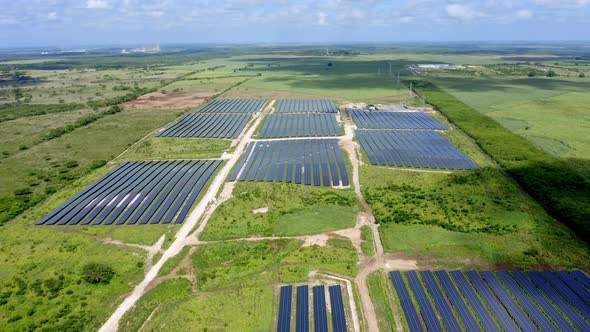 Big solar farm in El Soco, Dominican Republic; green energy project