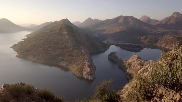 Aerial view 4k video by drone of Bahubali hill and mountains in Rajasthan