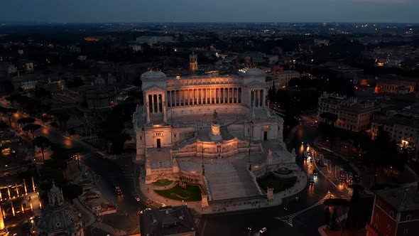 Aerial view of Vittoriano, famous landmark in Rome