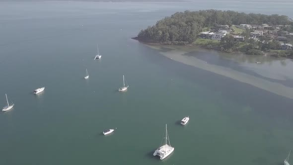 Salamander Bay, Port Stephens, New South Wales Boats 4K Aerial Drone Footage