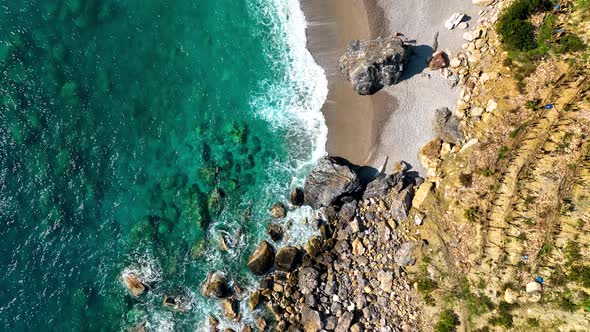 Texture of the sea and wild beach aerial view 4 K