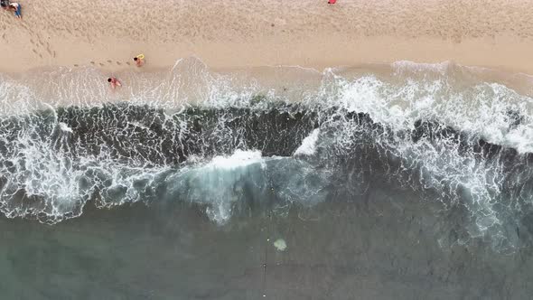 People swim in the sea aerial view 4 K Turkey Alanya