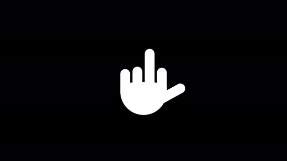 Glitch Middle Finger of the Hand Icon on Black Background