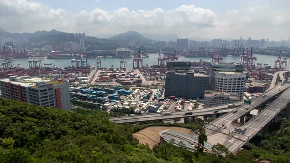 Container Port Hong Kong Overpass Highway