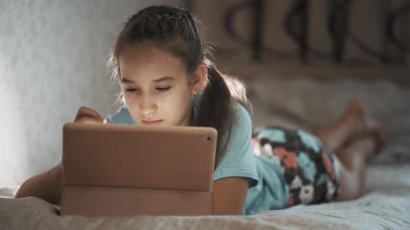 Kid Child Girl Holding Digital Tablet