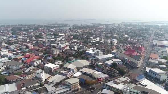 Aerial Footage of City View of Sakonnakorn Province, Thailand