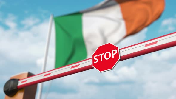 Open Boom Gate on the Irish Flag Background