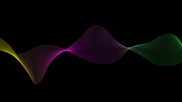 Gradient shape line wave animated on black background