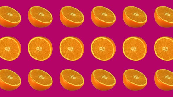 Pattern with Fresh Fruit Oranges Animation Background Pop Art Style Animation