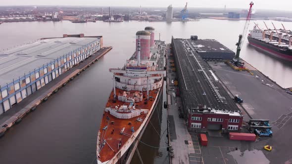 SS United States Retired Ocean Liner Docked in South Philadelphia Aerial